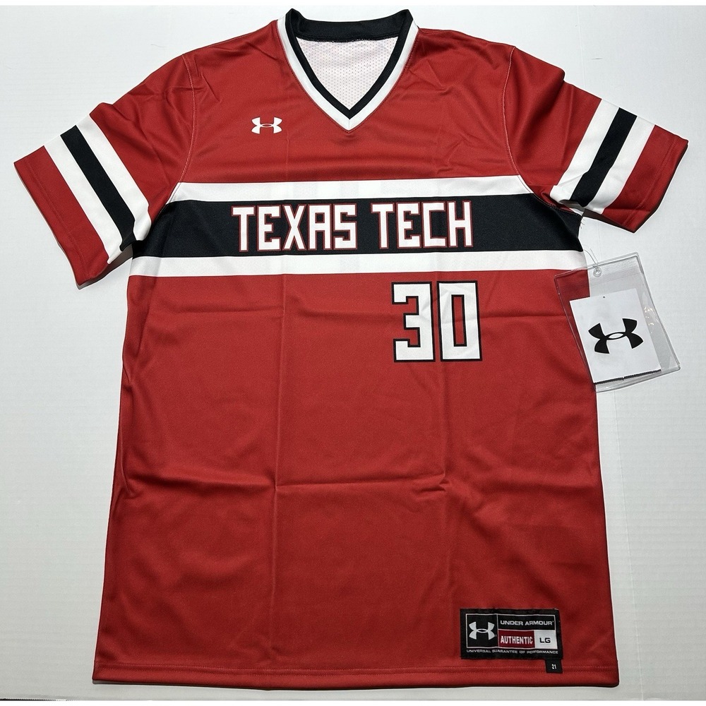 NEW Under Armour Texas Tech V-Neck Baseball Jersey Men's Large Red UJBJV3M NWT